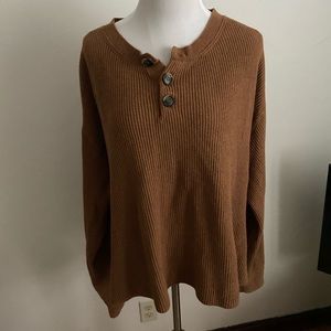 Oversized wide sleeve tan sweater